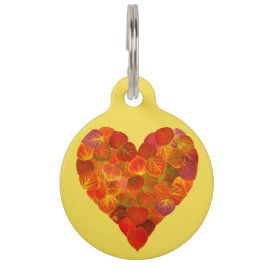 私は秋、微妙な愛 – 赤い《植物》アスペンリーフハート1 ペット　ネームタグ