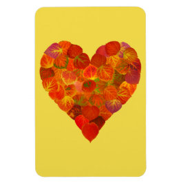 私は秋、微妙な愛 – 赤い《植物》アスペンリーフハート1 マグネット