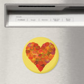 私は秋、微妙な愛 – 赤い《植物》アスペンリーフハート1 マグネット (インサイチュ (食洗機))