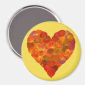 私は秋、微妙な愛 – 赤い《植物》アスペンリーフハート1 マグネット (正面/裏面)