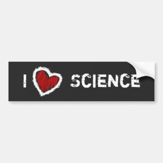 私は科学を愛します! (黒でグランジ) バンパーステッカー