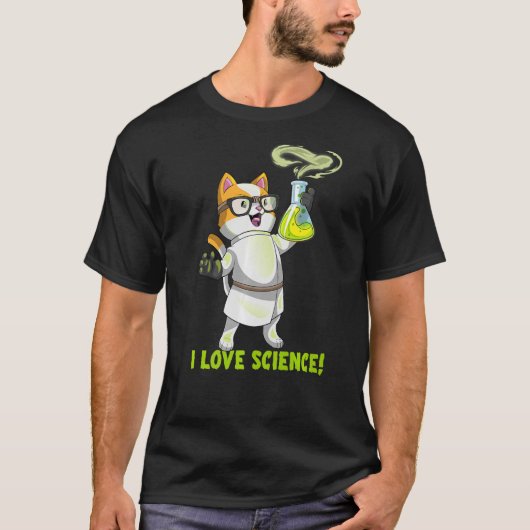 私は科学キャットケミストリーかわいい陽イオン療法が大好き Tシャツ (正面)