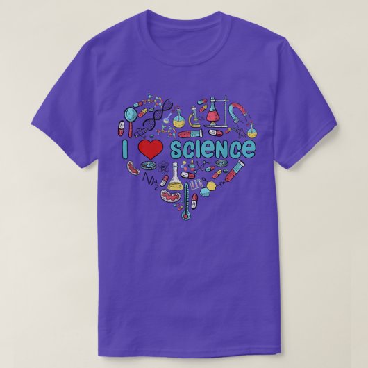 私は科学科学ハート誇りを持った科学が大好き Tシャツ (デザイン正面)