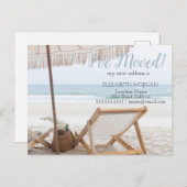 私は移動した,ビーチチェアパラソル新しいアドレス 案内ポストカード (正面/裏面)