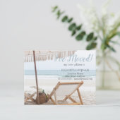 私は移動した,ビーチチェアパラソル新しいアドレス 案内ポストカード (スタンド正面)