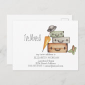 私は移動した、ヴィンテージスーツケース新しいアドレス 案内ポストカード (正面/裏面)