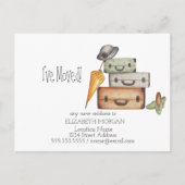 私は移動した、ヴィンテージスーツケース新しいアドレス 案内ポストカード (正面)