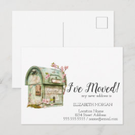 私は移動した、ヴィンテージメールボックスの花 案内ポストカード