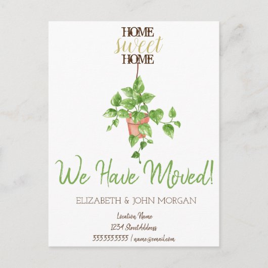 私は移動した,新しい家,花,ホーム甘いホーム 案内ポストカード (正面)