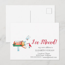 私は移動した、水彩郵便ポストのクリスマス 案内ポストカード