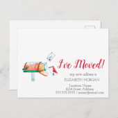 私は移動した、水彩郵便ポストのクリスマス 案内ポストカード (正面/裏面)