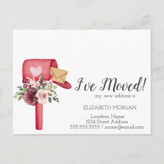 私は移動した、水色のメールボックスの花 案内ポストカード (正面)