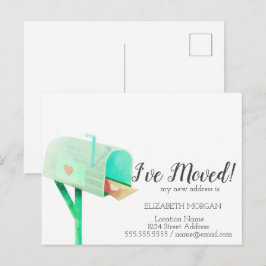 私は移動した、水色の緑のメールボックスの新しいアドレス 案内ポストカード