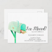 私は移動した、水色の緑のメールボックスの新しいアドレス 案内ポストカード (正面/裏面)