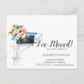 私は移動した、水色の青いメールボックスフローラ 案内ポストカード (正面)