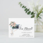 私は移動した、水色の青いメールボックスフローラ 案内ポストカード (スタンド正面)