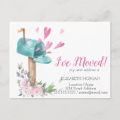 私は移動した，水色メールボックスRosesHearts 案内ポストカード (正面)