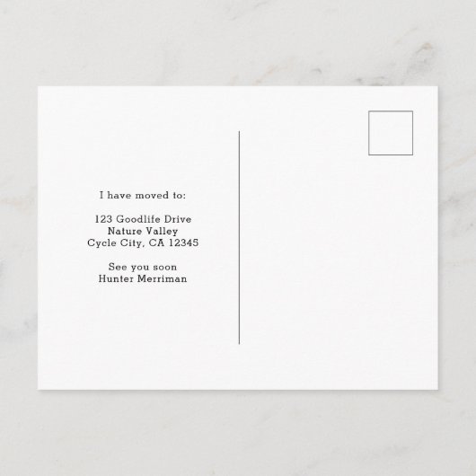 私は移動バイクと荷物の移動おもしろい中 案内ポストカード (裏面)