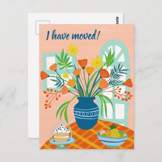 私は移動フローラブーケ新しいホームアドレスかわいい ポストカード (正面/裏面)