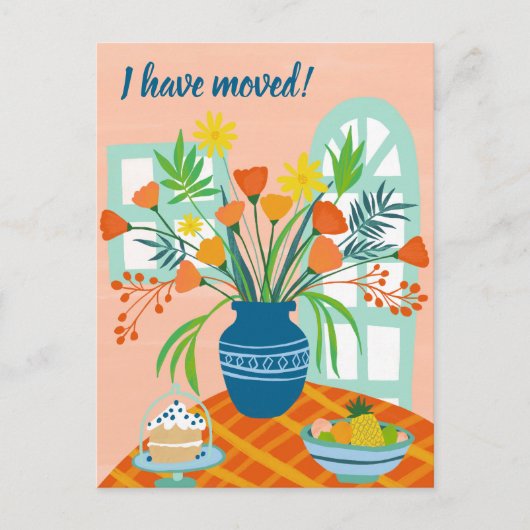 私は移動フローラブーケ新しいホームアドレスかわいい ポストカード (正面)