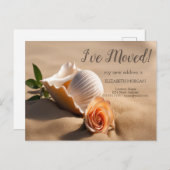 私は移動,シーセル,バラ,新しいアドレス 案内ポストカード (正面/裏面)