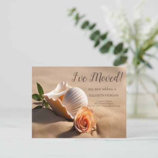 私は移動，シーセル，バラ，新しいアドレス 案内ポストカード (スタンド正面)