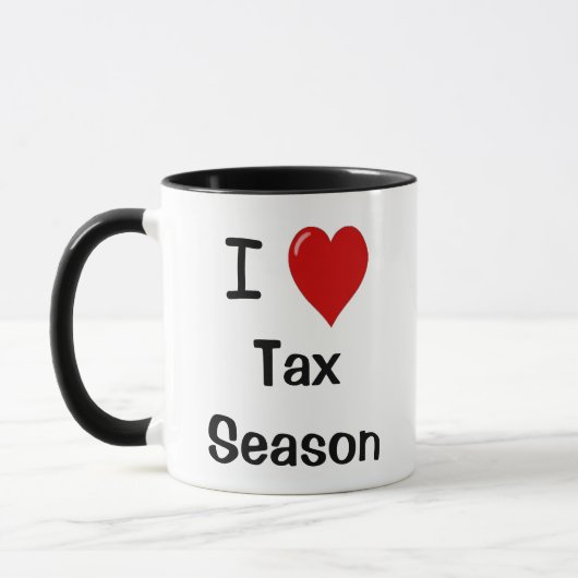 私は税の季節- Iのハート税の季節--を愛します マグカップ (左)
