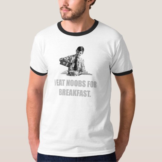 私は穀物ボールを持つ朝食の男の子のためのNoobsを食べます Tシャツ (正面)