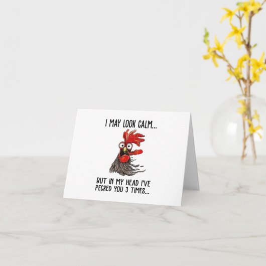 私は穏やかに見えるかもしれないが、私は3回あなたをペックした カード (黄色い花)