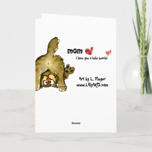 私は穴の束のお母さん猫カード愛します カード (裏面)