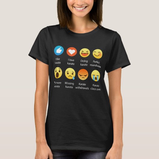 私は空手のEmojiの顔文字のグラフィックのTシャツを愛します Tシャツ (正面)