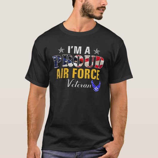 私は空軍誇りを持った退役軍人アメリカ国旗の退役軍人 Tシャツ (正面)