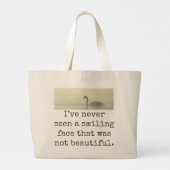 私は笑顔の顔を見たことがない – 美しい引用文 ラージトートバッグ (裏面)
