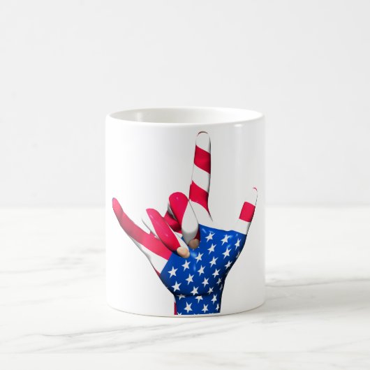 私は米国の旗のマグ愛します コーヒーマグカップ (中央)