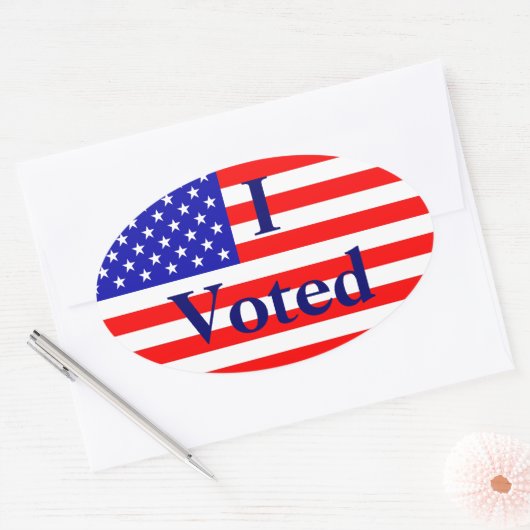 私は米国国旗の選挙用のシールを選んだ 楕円形シール (封筒)