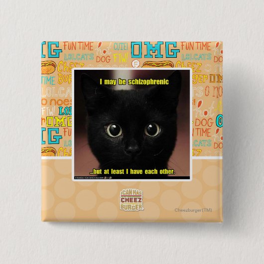 私は精神分裂症であるかもしれません 缶バッジ (正面)