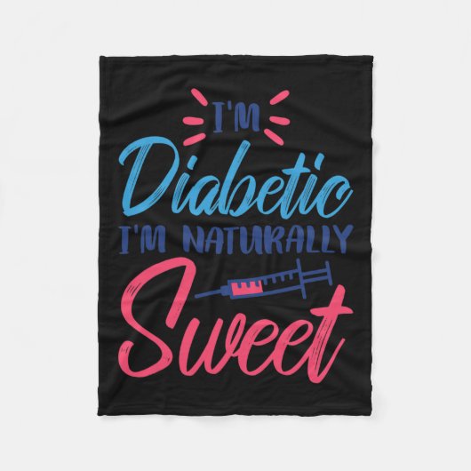 私は糖尿病自然に甘い フリースブランケット (正面)