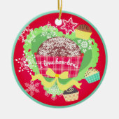 私は糖菓の糖菓チョコレートクリスマスのオーナメントを愛します セラミックオーナメント (正面)