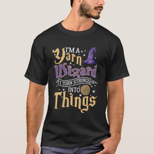私は糸の魔法使いで糸を曲げて物が鳴る Tシャツ (正面)