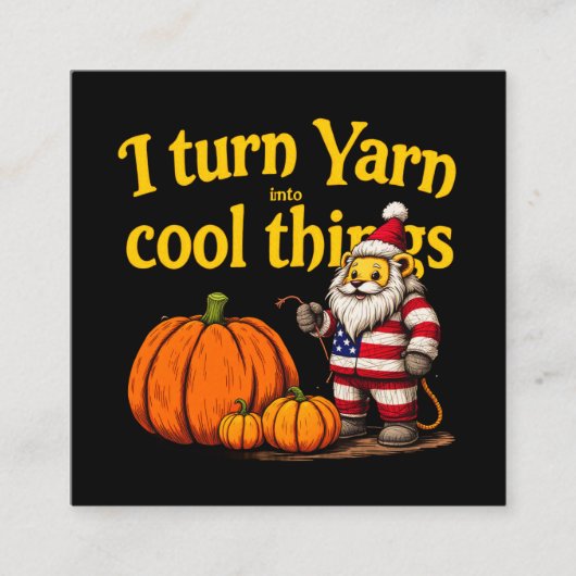 私は糸を物に変クールえる編み物&クロシェ スクエア名刺 (正面)