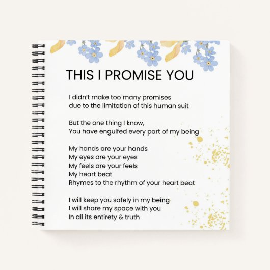 私は約束する – 愛の詩 ノートブック (正面)