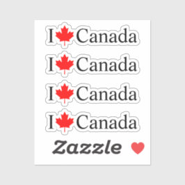 私は紅葉四枚でカナダが大好き シール