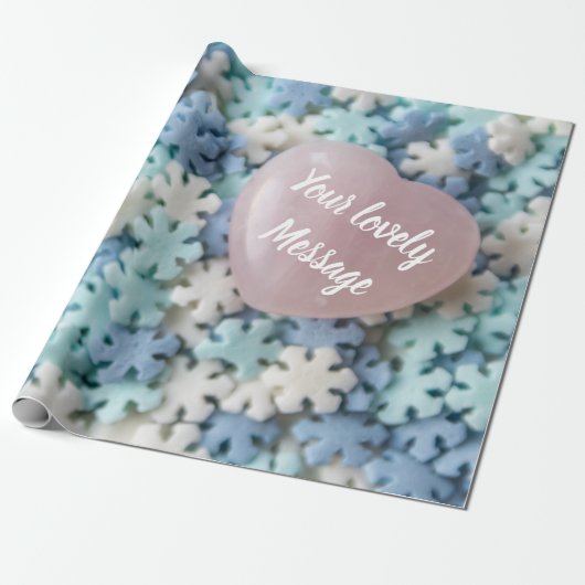 私は素敵なハートと雪の結晶であなたが大好き！ ラッピングペーパー (アンロールド)