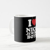 私は素敵なユダヤ人少年を愛する私ハートグルーヴィレトロ コーヒーマグカップ (正面左)