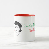 私は素敵なリストのレトロスタイルクリスマスマグカップに乗っている マグカップ (中央)