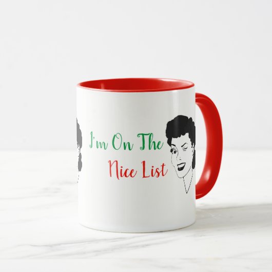 私は素敵なリストのレトロスタイルクリスマスマグカップに乗っている マグカップ (正面右)