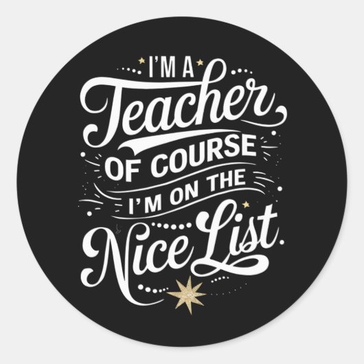 私は素敵なリスト先生の先生クリスマス ラウンドシール (正面)