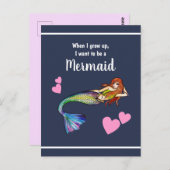 私は素敵な虹の人魚のイラストレーション ポストカード (正面/裏面)