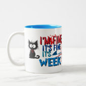 私は素晴らしサメ週間素晴らしのセラミックマグだ ツートーンマグカップ (左)