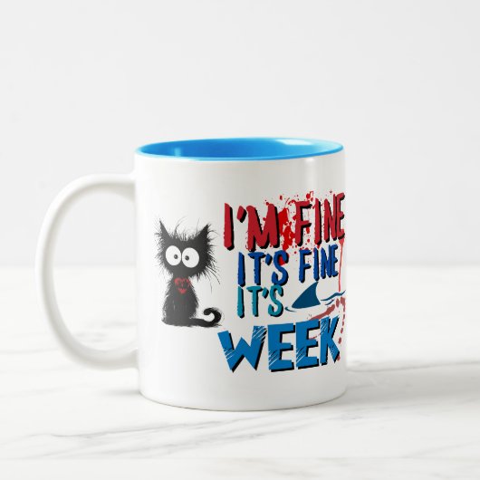 私は素晴らしサメ週間素晴らしのセラミックマグだ ツートーンマグカップ (左)